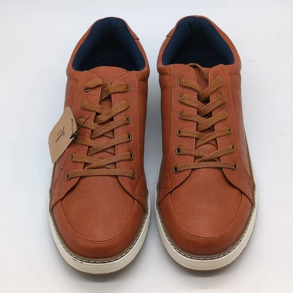 Jonsen Milan Shoes Mens Amy877 Brown 9.5 Leather Sneaker Walking Comfort NEW